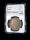 1924-p PEACE $1 Dollar Coin Graded NGC MS63 Really NICE Coin Under Valued Year
