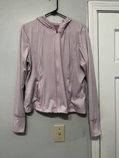 Women's Light Pink Hooded Full Zip Activewear Jacket with Pockets