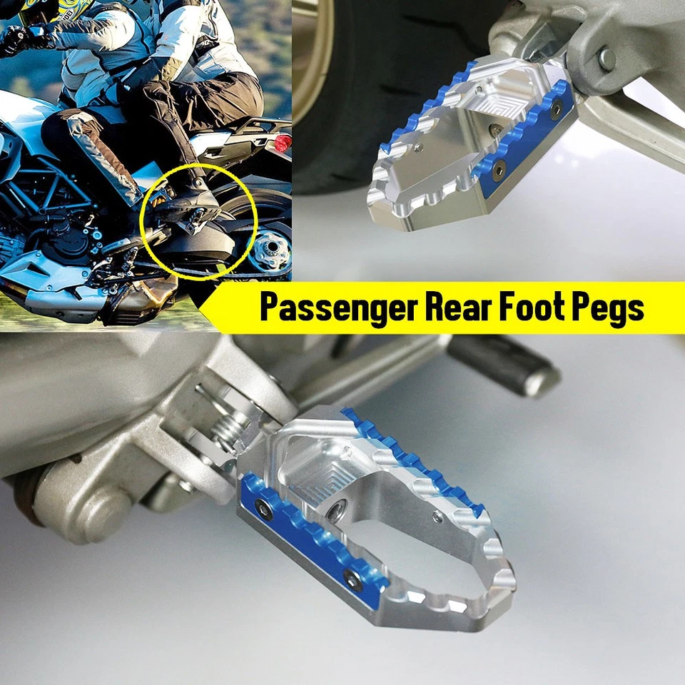 Clavijas anchas traseras de pasajero TRC plateadas para Kawasaki Ninja 1000 SX 2014-2017 Foto 3 de 4