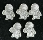 5x 1g .999 Silver Robot Bars Pan Silver Company Fractional Set