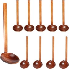 10 Pcs Wood Soup Spoon with Long Handle Japanese Soup Spoon Wooden Ren