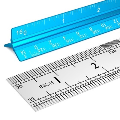 Architectural Scale Ruler 12 Inch Aluminum Architect Ruler & Metal Ruler Set NEW