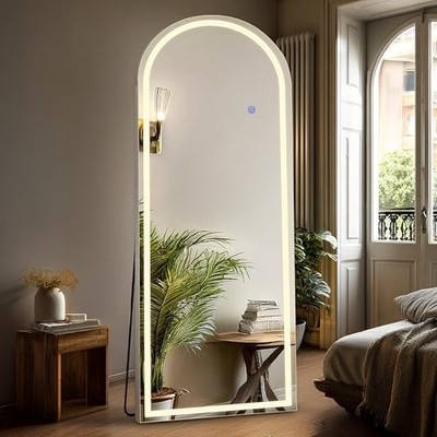 DUMOS Arched Full Length Mirror with Light - 20''×63'' LED Floor Standing Mirror