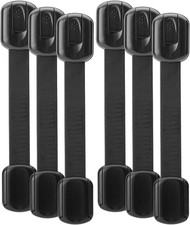 Bates- Child Safety Strap Locks, 6 Pack, Black Baby Cabinet Locks, Toilet Locks
