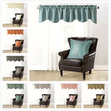 Chevron Herringbone Textured Jacquard Valance Window Curtain & Pillow Cover Set