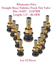 12 X Tr501 Straight Brass Tubeless Truck Tire Valve 0.625 Dia 1.5 Length