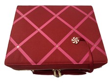 ESTEE LAUDER NEW Red Pink Cosmetic Make Up Bag Train Case 2021 bow Top Handle