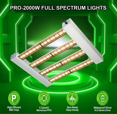 Phlizon Pro 2000W LED Grow Light Bar Full Spectrum Hydroponics Veg Flower VS HPS