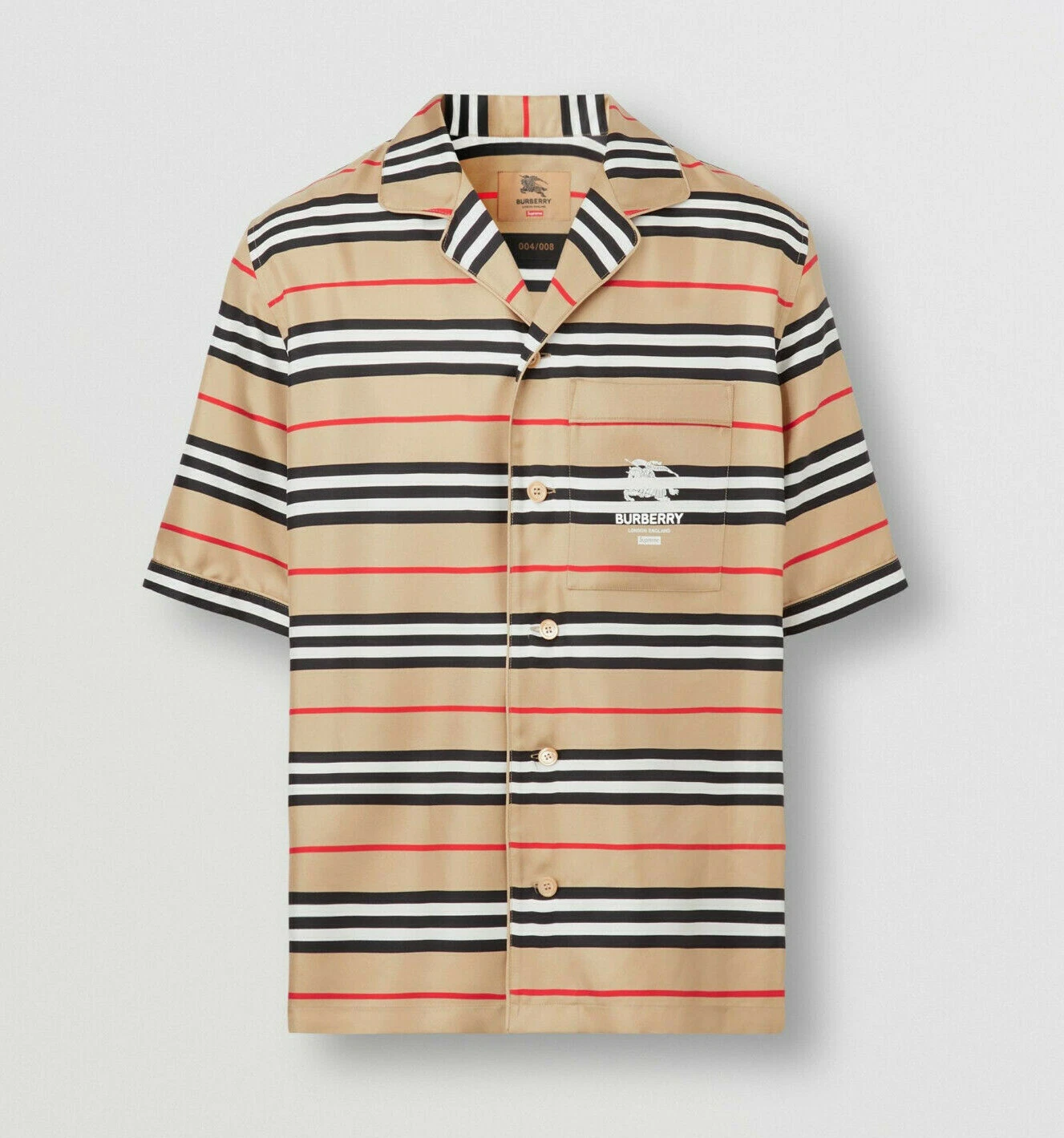 Burberry x Supreme   Édition limitée 025/140   Chemise rayée soie taille S   Neuve et étiquette