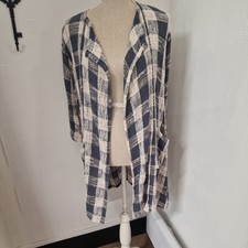 Masai Blue & Cream Check Mid Length Jacket Size Small