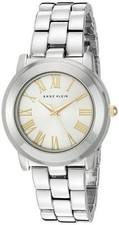 NEW ANNE KLEIN SILVER TONE,METAL ALLOY,GOLD ROMAN #'S WATCH AK/2547SVTT