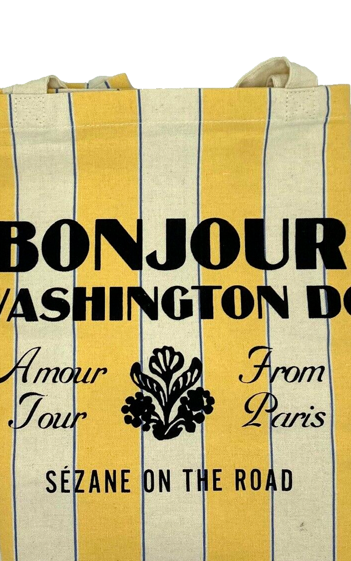 New Sezane Paris Tote Bag Stripe Canvas Bonjour Washington, DC On