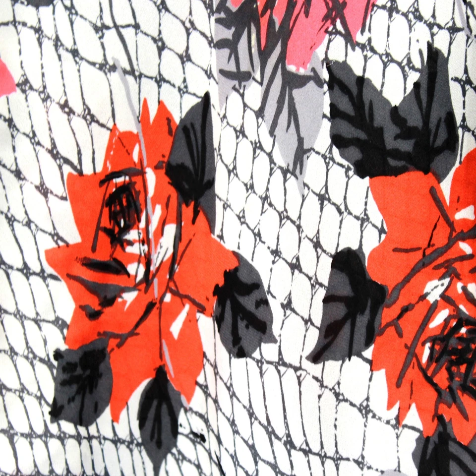 Diane Von Furshtenberg Y2K 签名花卉印花圆带真丝罩衫上衣 — 第 3/4 张图片