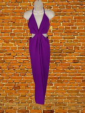 ZARA PURPLE JUMPSUIT MEDIUM WOMENS HALTERNECK CUT OUT LONG TROUSER PARTY EVENING