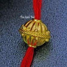 18k Solid Yellow Gold 9mm Fancy Granulation Fluted Spacer Finding Bead 1 