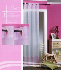 Ösenschal Vorhang Vichy Karo rosa Gardine Voile weiß transparent Mädchen Typ463