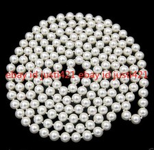 Natural White 8mm Real Shell Pearl Necklace 18/24/36/50/80/100"  Not real pearls  