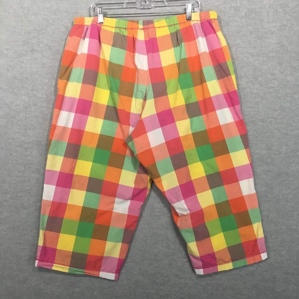 Cacique 2X Pantalones de Salón Recortados a Cuadros Rosa Verde Naranja Divertidos Coloridos 18/20 Foto 2 de 4