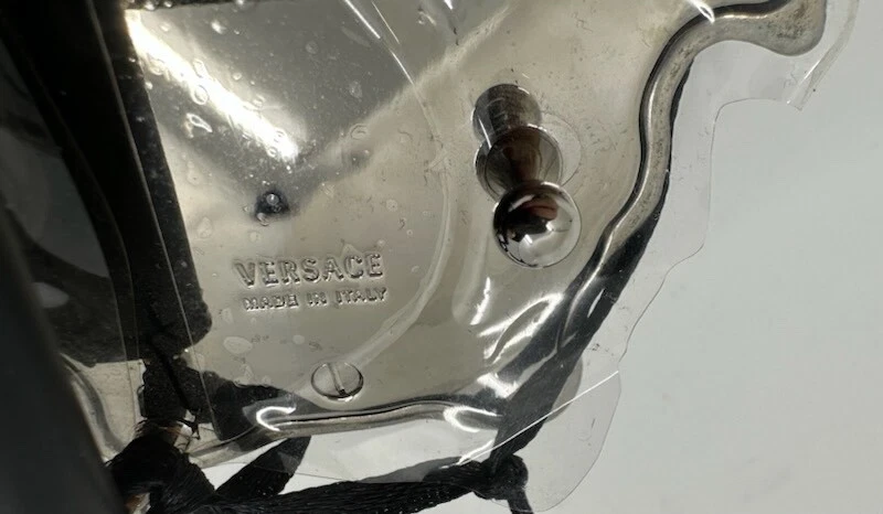 Cintura Versace Medusa Cintura Vitello in pelle nera e fibbia palladio 95 38