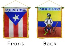 Puerto Rico Man Double Sided Mini Flag 4"x6" Window Banner w/ suction cup