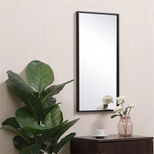 Elegant Decor Eternity 28" x 14" Modern Metal Frame Mirror in Black - Picture 6 of 8