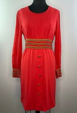 Vintage Roberd Dorland Red Gold Button Wool English England Vintage Dress 38 VTG