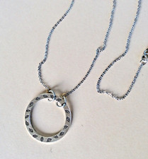 New Sundance Charm Antiqued tone Silver Circle Handmade Necklace Artisan Jewelry