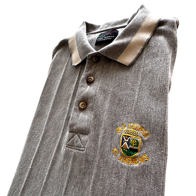 St Andrews Old Course Polo Mens Size Large Gray SS Greg Norman Collection