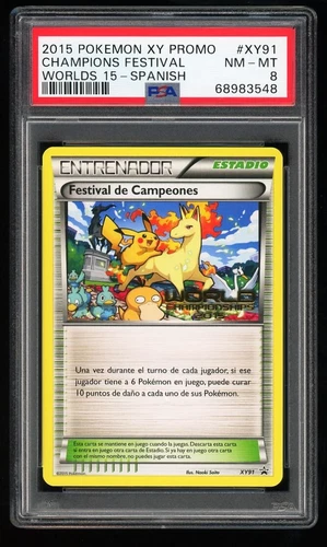 Pokemon Card PSA 8 Champions Festival SPANISH XY91 Promo Worlds Event 2015