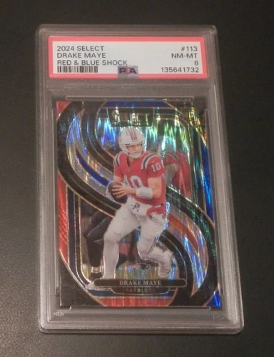 2024 Select Prizm Drake Maye Black & Red Prizm Shock #2 / PSA 8 NM-MT / Patriots