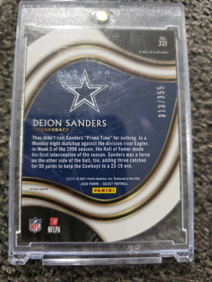 DEION SANDERS 2020 PANINI SELECT FIELD LEVEL DIE-CUT BRONZE PRIZM #D 313/355 - Image 2 of 2
