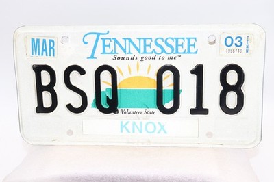 2000-2005 Tennessee Sounds Good To Me License Plate KNOX County '' BSQ 018 ''