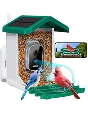 FVWWE Smart Bird Feeder with Wireless Camera AI Species ID Solar Panel