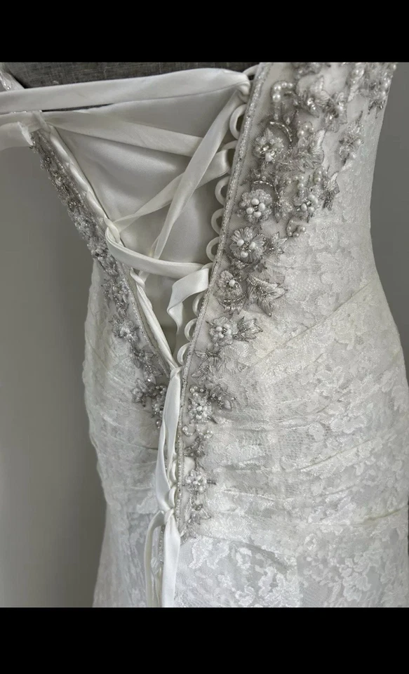 Vestido de noiva Davids linha A sem alças YP3344 marfim tamanho 8 - Imagem 4 de 4