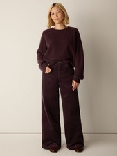 NEW EILEEN FISHER Brushed Organic Cotton Wide-Leg Pants Oxblood