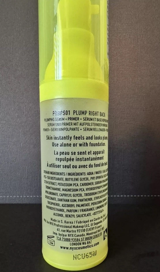 Suero rellenante NYX Plump espalda derecha + imprimación con mezcla de electrolitos Avec 1 oz Foto 2 de 2