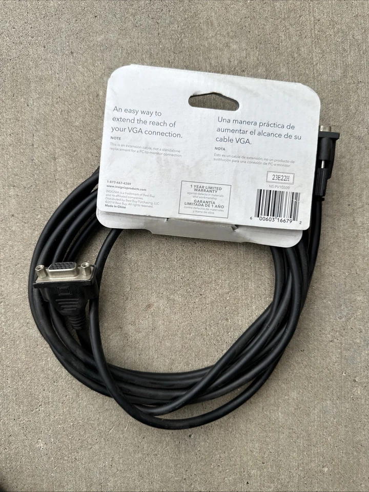 Insignia 10 ft VGA Monitor Extension Cable Black NS-PV10509 NEW Computer Cable - Image 2 of 4