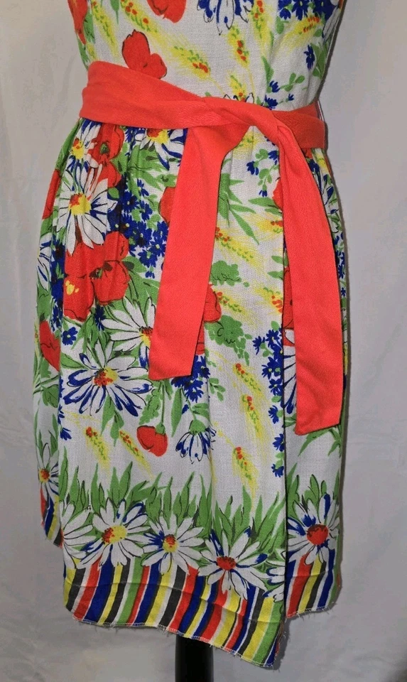 Vtg 1960s Bonwit Teller Floral Neon Dress size small Mid Century INCREDIBLE - Image 3 of 4