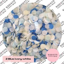 2 Blue Ivory White paper confetti circles - Biodegradable (grams)