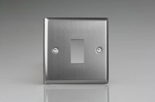 Modular Grid System Silver PowerGrid Plate Classic Brushed Steel 1-Gang Yoke