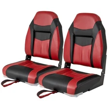 2 Pack High Back Folding Boat Seats w/ Sponge Cushion & Flexible Hinges