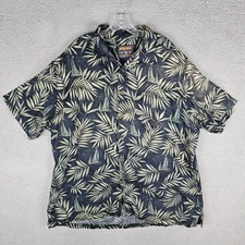 Woolrich Camp Shirt Mens Palm Leaf Print Hawaiian Short Sleeve Button Up