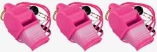 Fox 40 Sonik Blast CMG 3-Chamber Pealess Whistle + Lanyard, Pink (3-Pack)