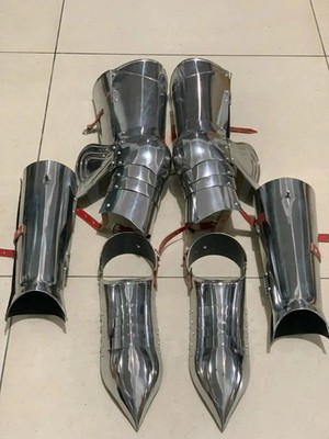 Medieval Gothic Steel Full Leg Armor LARP Renaissance Halloween Costume 18 Gauge