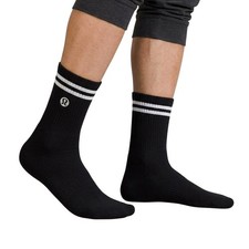 Lululemon Daily Essential Crew Socks Black White Striped Unisex Size M New