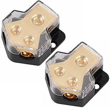 2 Way Power Distribution Block, Connecting Block 0/2/4 Gauge in 4/8/10 Gauge Out