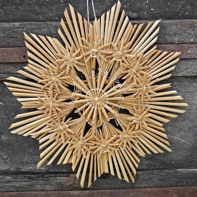 Scandi Nordic Christmas Tree Hanging Straw Star Decoration Gisela Graham
