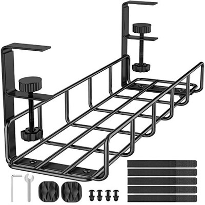 REFLYING Kabelmanagement unter Schreibtisch ohne Bohren Kabelkorb Metalldraht Kabelwanne