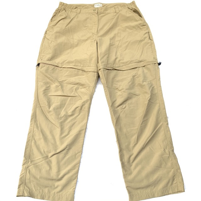 LL BEAN “No Fly Zone” Bug Resistant Tan ZipLeg Pants Permethrin Womens