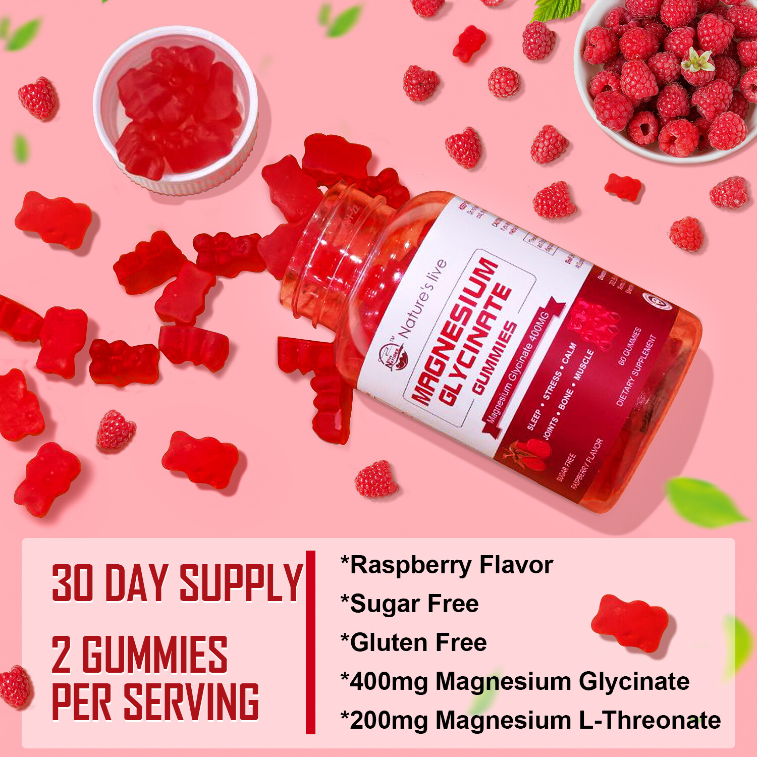 180 Magnesium Glycinate Gummies Sleep Stress Support Muscle Relaxation Gummy